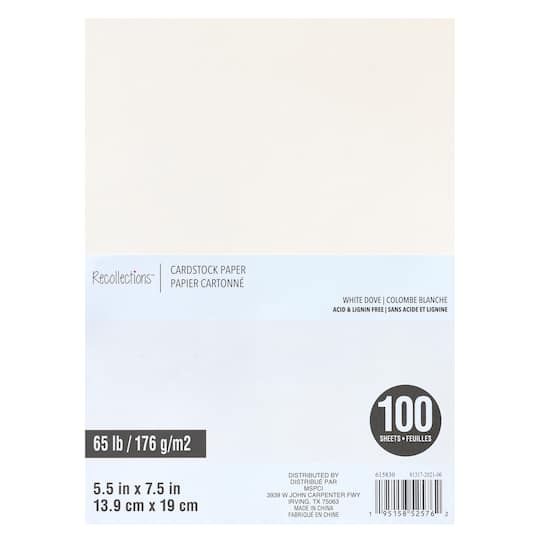 12 Packs: 100 ct. (1,200 total) White Dove 5.5" x 7.5" Cardstock Paper by Recollections™